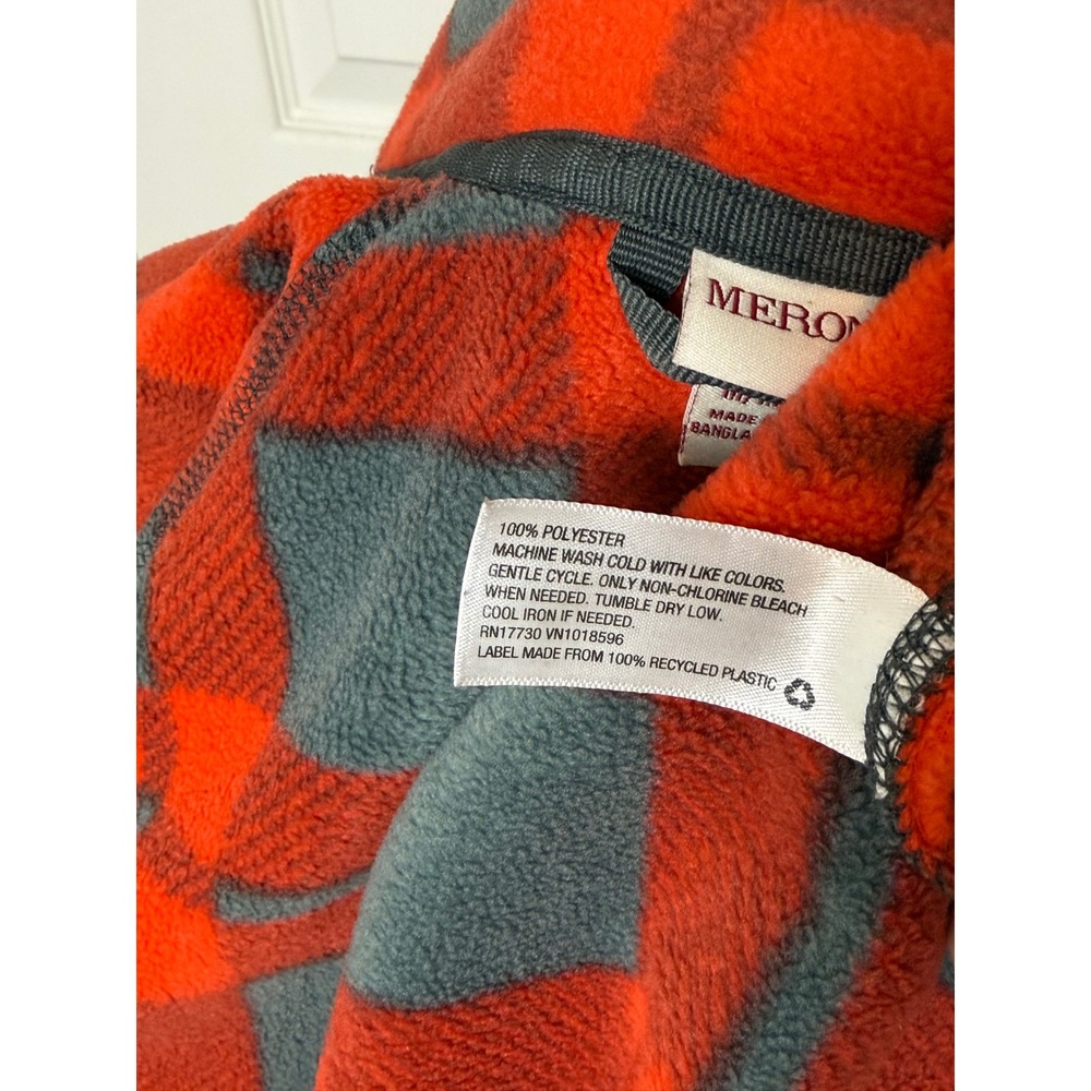Merona Womens Red Gray Plaid Fleece Full Zip Jacket Mock Neck Size Medium - Picture 5 of 7